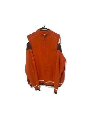 Eddie Bauer Men's Orange Colorblock 1/4 Zip Cotton Sweater Size XXL